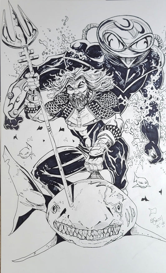 Jason Mamoa Aquaman on a SHARK!!