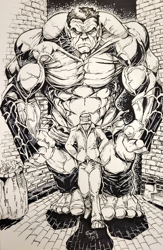Red Hulk in an Alley - 11 x 17