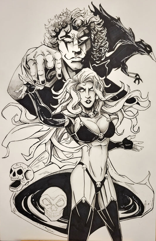 Lady Death and The Crow Stylized. 11 x 17