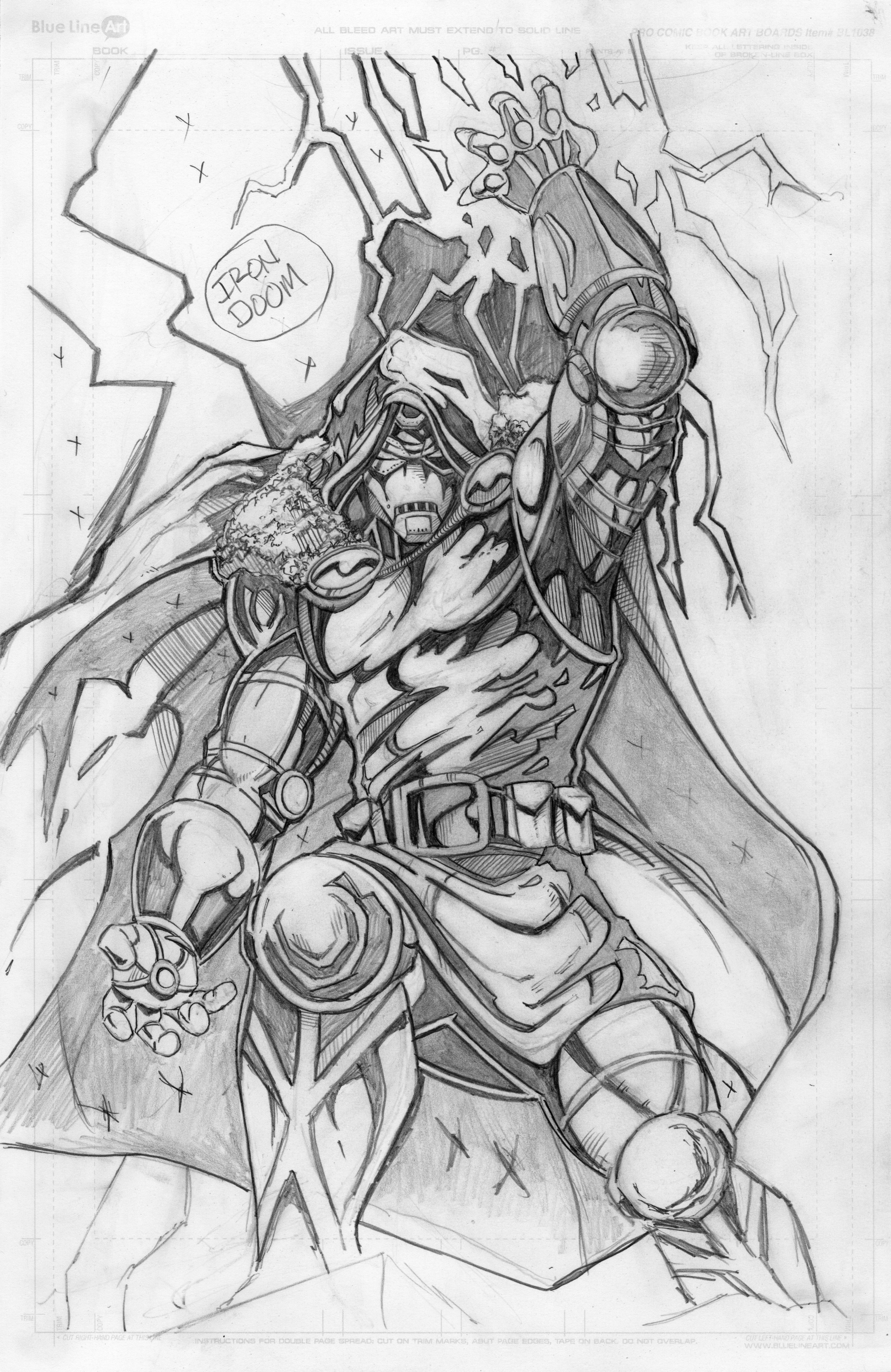 Iron Doom Original Pencil Art Piece