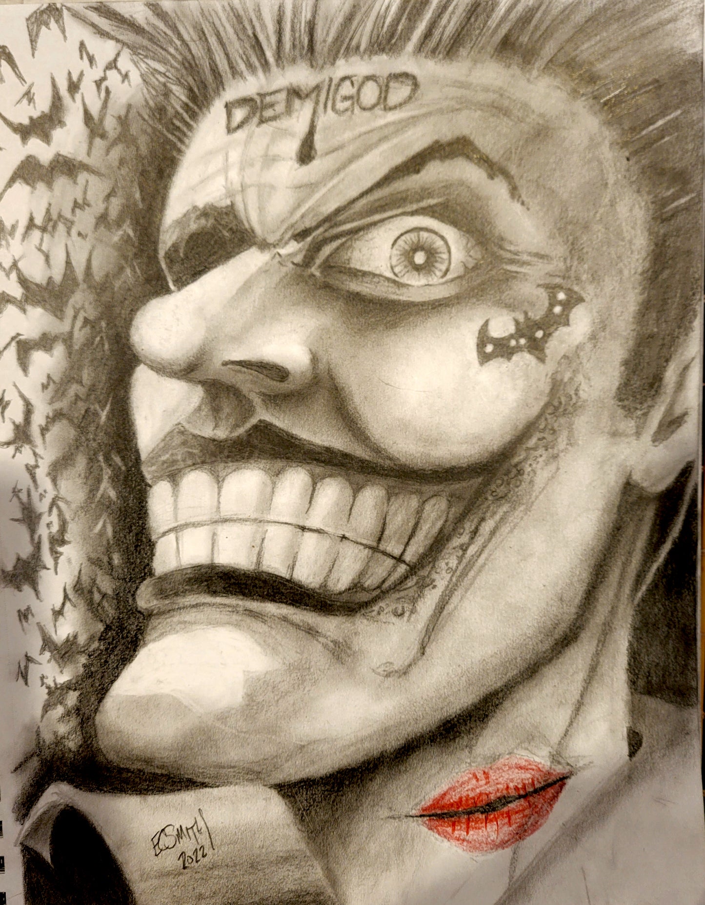 The Joker! Black & White with a Red Lipstick Tattoo